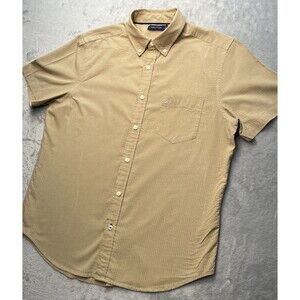 Nautica Collared Shirt Men's Large Crinkle Khaki Pocket Logo Button Down